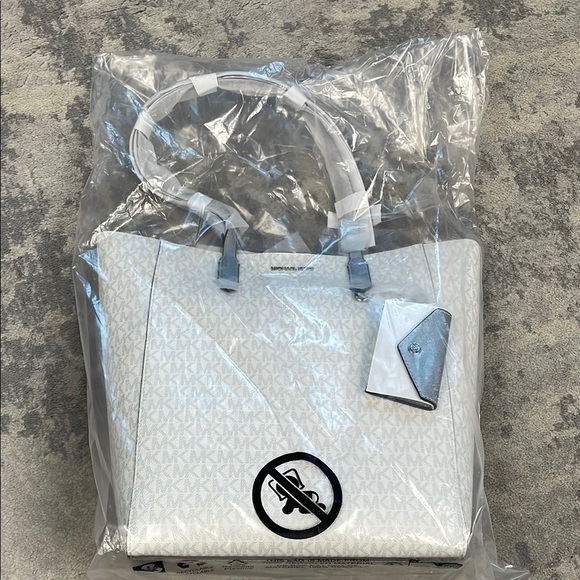 NWT MICHAEL Michael Kors Vincent Large Logo Tote Bag With Card Case Ivory - Picture 4 of 13